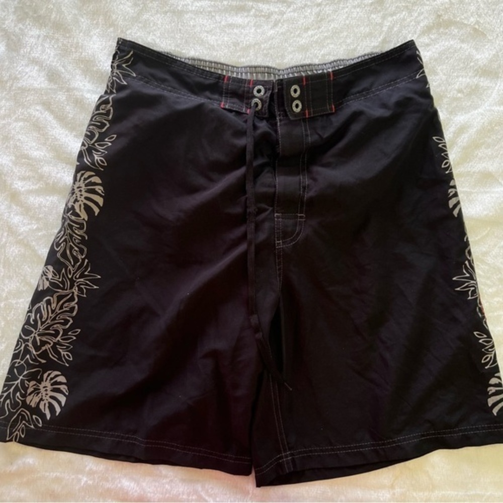 Newport‎ Blue Island Brand Embroidered Palm Boys Boardshorts Sz L EUC